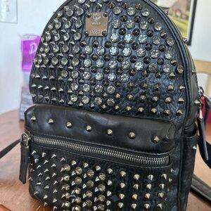 MCM Black Studded Backpack